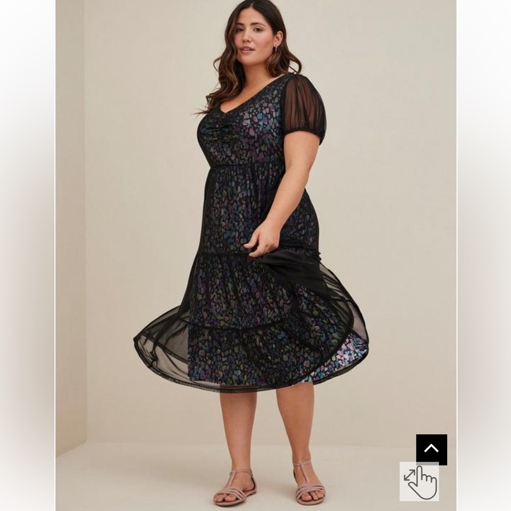 Torrid 3x- Tiered Midi Dress Leopard